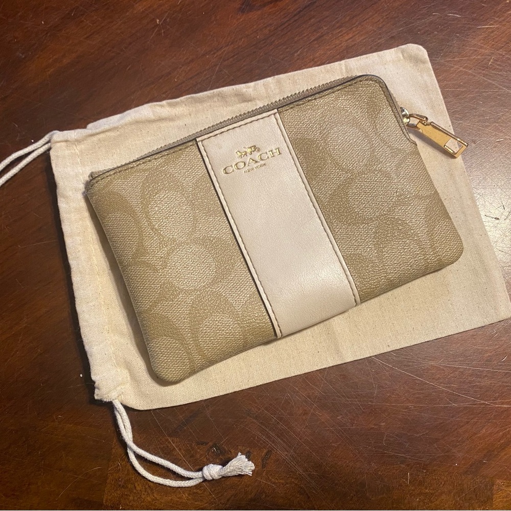 Coach Tan and Cream Wristlet